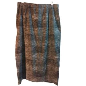 Vintage Maxi Skirt Briggs NY Black Gray Striped Faux Suede High Waisted XL